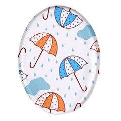 Rain Umbrella Pattern Water Oval Glass Fridge Magnet (4 Pack) by Maspions