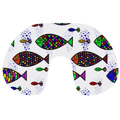 Fish Abstract Colorful Travel Neck Pillow by Maspions