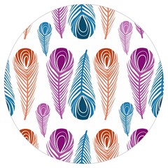 Pen Peacock Colors Colored Pattern Round Trivet