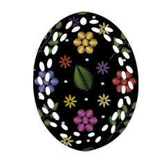 Embroidery Seamless Pattern With Flowers Oval Filigree Ornament (two Sides) by Apen