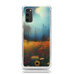 Wildflowers Field Outdoors Clouds Trees Cover Art Storm Mysterious Dream Landscape Samsung Galaxy S20 6 2 Inch Tpu Uv Case by Posterlux