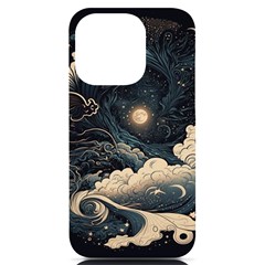 Starry Sky Moon Space Cosmic Galaxy Nature Art Clouds Art Nouveau Abstract Iphone 14 Pro Black Uv Print Case by Posterlux