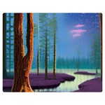 Artwork Outdoors Night Trees Setting Scene Forest Woods Light Moonlight Nature Premium Plush Fleece Blanket (Medium) 60 x50  Blanket Front