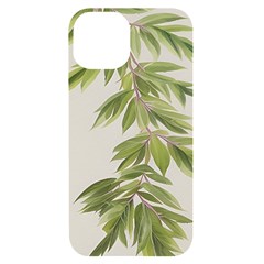 Watercolor Leaves Branch Nature Plant Growing Still Life Botanical Study Iphone 14 Black Uv Print Case by Posterlux