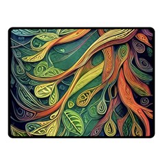 Outdoors Night Setting Scene Forest Woods Light Moonlight Nature Wilderness Leaves Branches Abstract Two Sides Fleece Blanket (small) by Posterlux