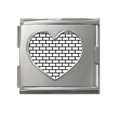 Bricks Wall Pattern Seamless Mega Link Heart Italian Charm (18mm) by Maspions