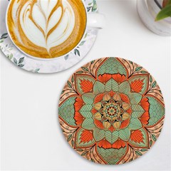 Mandala Floral Decorative Flower Uv Print Round Tile Coaster