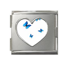 Butterfly-blue-phengaris Mega Link Heart Italian Charm (18mm) by saad11