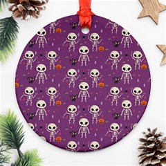 Skull Halloween Pattern Ornament (round) by Maspions