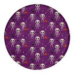 Skull Halloween Pattern Round Glass Fridge Magnet (4 Pack) by Maspions