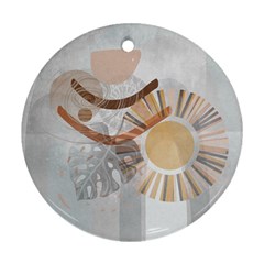 Boho Background Leaves Botanical Ornament (round) by Maspions