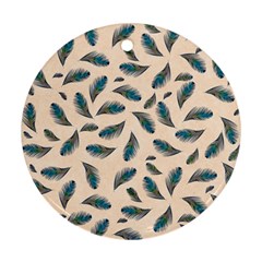 Background Palm Leaves Pattern Round Ornament (two Sides) by Maspions