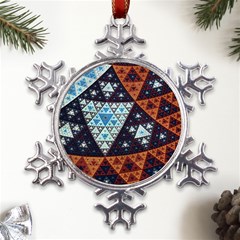 Fractal Triangle Geometric Abstract Pattern Metal Large Snowflake Ornament by Cemarart