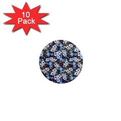 Blue Flowers Dark Blue Flowers 1  Mini Magnet (10 Pack)  by DinkovaArt