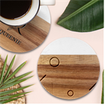 Colorful Labstract Wallpaper Theme Marble Wood Coaster (Round) Front