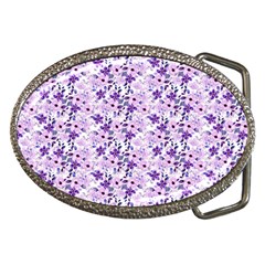 Purple Flowers 001 Belt Buckles by DinkovaArt