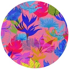 Pink And Blue Floral Wooden Puzzle Round by Sparkle