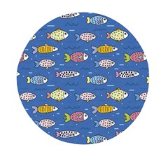 Sea Fish Blue Submarine Animals Patteen Mini Round Pill Box by Maspions