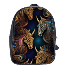 Pattern With Horses School Bag (large) by 2607694a