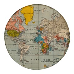 Vintage World Map Round Glass Fridge Magnet (4 Pack) by Ket1n9