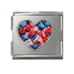 Us Presidential Election Colorful Vibrant Pattern Design  Mega Link Heart Italian Charm (18mm) by dflcprintsclothing