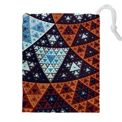 Fractal Triangle Geometric Abstract Pattern Drawstring Pouch (5xl) by Cemarart