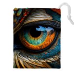 Eye Bird Feathers Vibrant Drawstring Pouch (5XL) Front