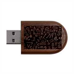 Background Doodles Math Wood Oval Usb Flash Drive