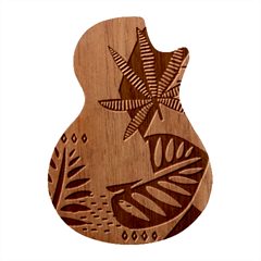 Abstract Seamless Pattern With Tropical Leaves Guitar Shape Wood Guitar Pick Holder Case And Picks Set by Hannah976