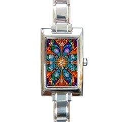 Schwarz Bunt Rectangle Italian Charm Watch by 2607694c