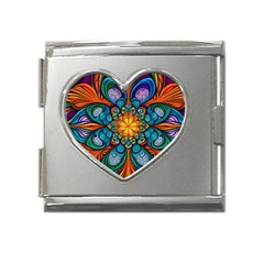 Schwarz Bunt Mega Link Heart Italian Charm (18mm) by 2607694c