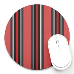 Rosa Grau Streifen Round Mousepad by 2607694c