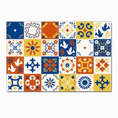 Mexican Talavera Pattern Ceramic Tiles With Flower Leaves Bird Ornaments Traditional Majolica Style Postcard 4 x 6  (pkg Of 10) by Ket1n9