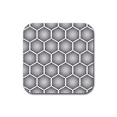 Halftone Tech Hexagons Seamless Pattern Rubber Coaster (square) by Ket1n9