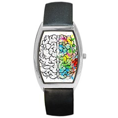 Brain Mind Psychology Idea Drawing Barrel Style Metal Watch by Loisa77