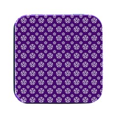 White Pentacle And Purple Pattern Square Metal Box (black) by cheekywitch