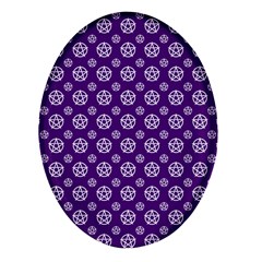 White Pentacle And Purple Pattern Oval Glass Fridge Magnet (4 Pack) by cheekywitch