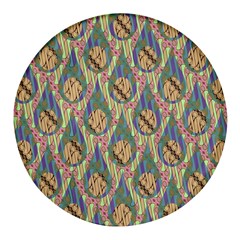 Tribal Background Boho Batik Round Glass Fridge Magnet (4 Pack) by anzea