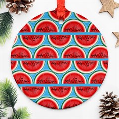 Illustrations Watermelon Texture Pattern Ornament (round) by anzea