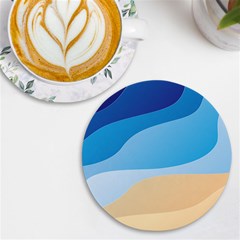 Illustrations Waves Line Rainbow Uv Print Round Tile Coaster