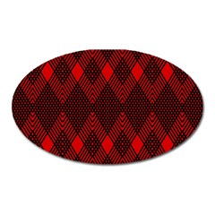 Muster Rot Schwarz Oval Magnet by 2607694c