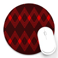 Pattern Red Black, Round Mousepad by 2607694c