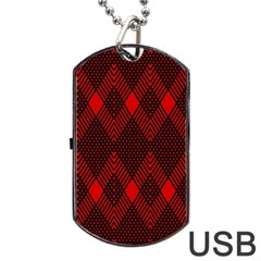 Pattern Red Black, Dog Tag Usb Flash (one Side) by 2607694c