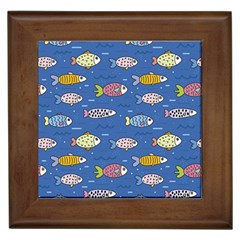 Sea Fish Blue Submarine Animal Framed Tile by Proyonanggan