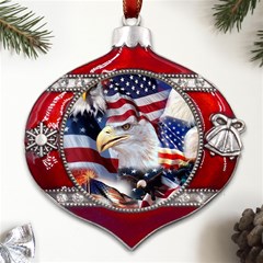 United States Of America Images Independence Day Metal Snowflake And Bell Red Ornament by Ket1n9