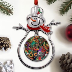 Cute Cartoon Doodle Metal Snowman Ornament by Bedest