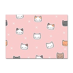 Cute Cat Cartoon Doodle Seamless Pink Pattern Sticker A4 (10 Pack) by Grandong