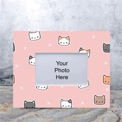 Cute Cat Cartoon Doodle Seamless Pink Pattern White Tabletop Photo Frame 4 x6  by Grandong