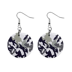 Camo Army Black White Mini Button Earrings by Loisa77