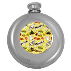 Cartoon Comics Pattern Round Hip Flask (5 Oz) by Loisa77